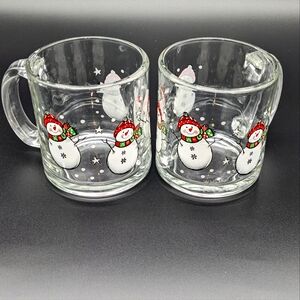🦋BOGO Set of 2 Clear Christmas Snowmen Mugs